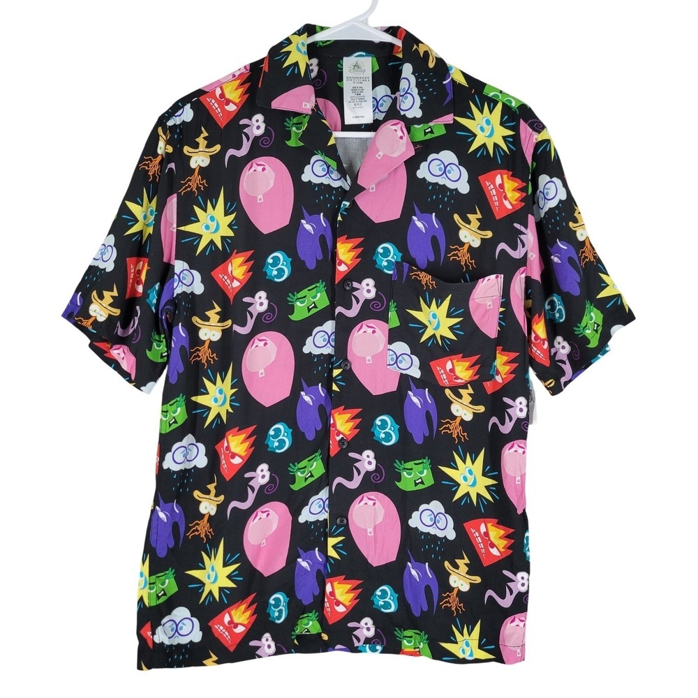 Disney Parks 2024 Pixar Inside Out 2 Button Down Camp Shirt XS All Over Print